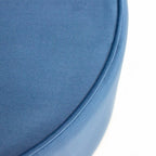 Taburete Portofino terciopelo azul para sala o recámara, diseño moderno con acabado elegante y estilo contemporáneo
