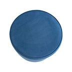 Taburete Portofino terciopelo azul para sala o recámara, diseño moderno con acabado elegante y estilo contemporáneo