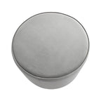 Taburete Portofino terciopelo plata para sala o recámara, diseño moderno con acabado elegante y estilo contemporáneo