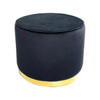 Taburete Portofino terciopelo negro para sala o recámara, diseño moderno con acabado elegante y estilo contemporáneo