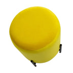 Taburete Varenna amarillo, banco moderno tapizado ideal para sala, recámara o área de descanso