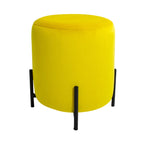 Taburete Varenna amarillo, banco moderno tapizado ideal para sala, recámara o área de descanso