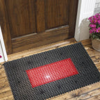 Tapete de entrada ensamblable Step In gris/verde 43x57 cm, felpudo modular resistente y antiderrapante ideal para puerta principal o exterior