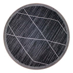 Tapete redondo Veneto 2509 líneas gris 120 cm con diseño circular y líneas elegantes que aportan dinamismo y estilo a cualquier espacio