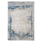Tapete decorativo Ankara 115 azul/crema, alfombra moderna de polipropileno con diseño elegante ideal para sala o recámara