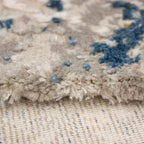 Tapete decorativo Ankara 115 azul/crema, alfombra moderna de polipropileno con diseño elegante ideal para sala o recámara