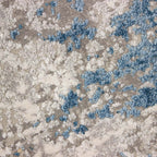 Tapete decorativo Ankara 115 azul/crema, alfombra moderna de polipropileno con diseño elegante ideal para sala o recámara