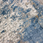 Tapete decorativo Ankara 115 azul/crema, alfombra moderna de polipropileno con diseño elegante ideal para sala o recámara