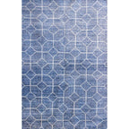 Tapete decorativo Bazhars Bamboo azul, alfombra de fibras naturales con diseño moderno ideal para sala o recámara