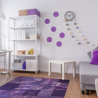 Tapete Bazhars Wool patchwork morado pieza única 140x200 cm con textura suave y diseño contemporáneo ideal para sala o recámara en espacios modernos