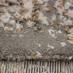 Tapete decorativo Damasco 852 gris/dorado, alfombra moderna de polipropileno con diseño elegante ideal para sala o recámara