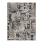 Tapete decorativo Flow cuadros café, alfombra moderna de polipropileno con diseño geométrico ideal para sala o recámara