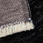 Tapete decorativo Kellim doble vista gris oscuro, alfombra reversible con diseño artesanal ideal para sala o recámara