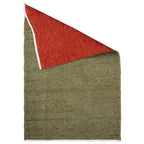 Tapete decorativo Kellim doble vista verde, alfombra reversible con diseño artesanal ideal para sala o recámara