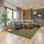 Tapete decorativo Kellim doble vista verde, alfombra reversible con diseño artesanal ideal para sala o recámara
