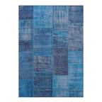Tapete decorativo Kyle Patch azul 190x290 cm, alfombra moderna de polipropileno con diseño patchwork ideal para sala o comedor