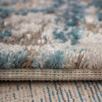 Tapete pie de cama Mileto azul 80x150 cm, alfombra moderna de polipropileno ideal para recámara o pasillo