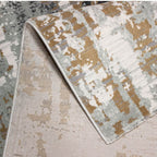 Tapete decorativo Optima 8545 gris/crema, alfombra moderna de polipropileno con diseño elegante ideal para sala o recámara