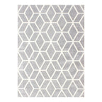 Tapete decorativo Shaggy Supreme Geometric gris 120x170 cm, alfombra suave tipo shaggy con diseño geométrico ideal para sala o recámara
