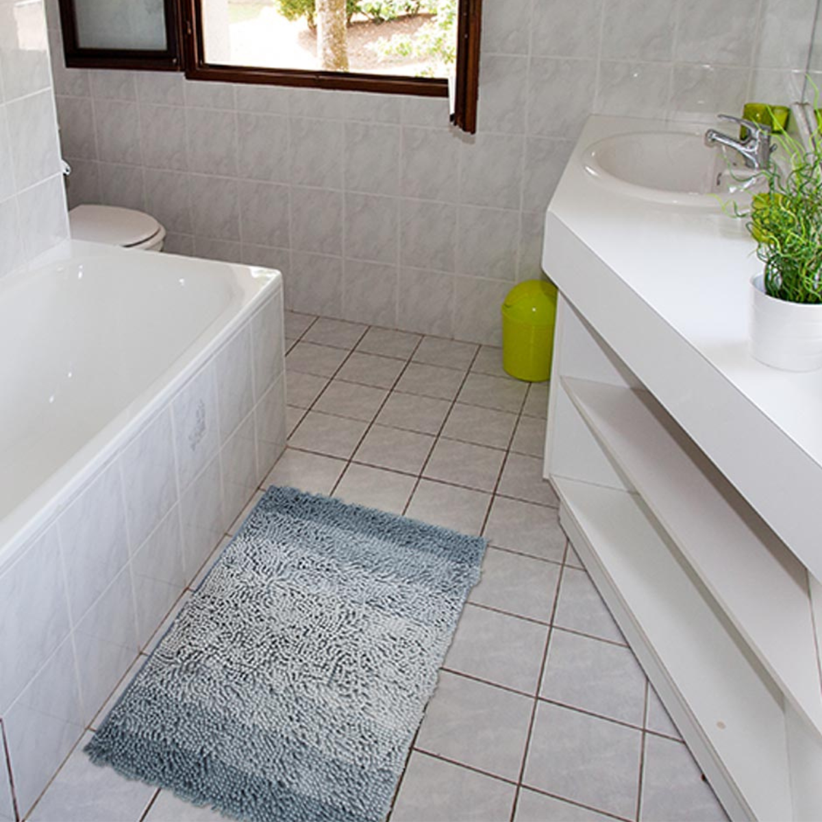 Tapete Baño Shaggy Ombre Azul 40X60 cm