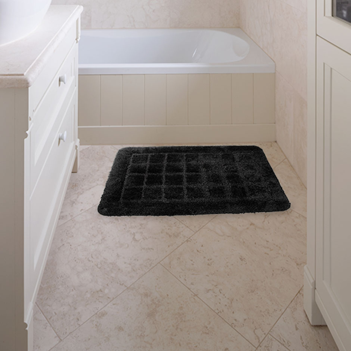 Tapete Baño Square Bath Mat Negro 40X60
