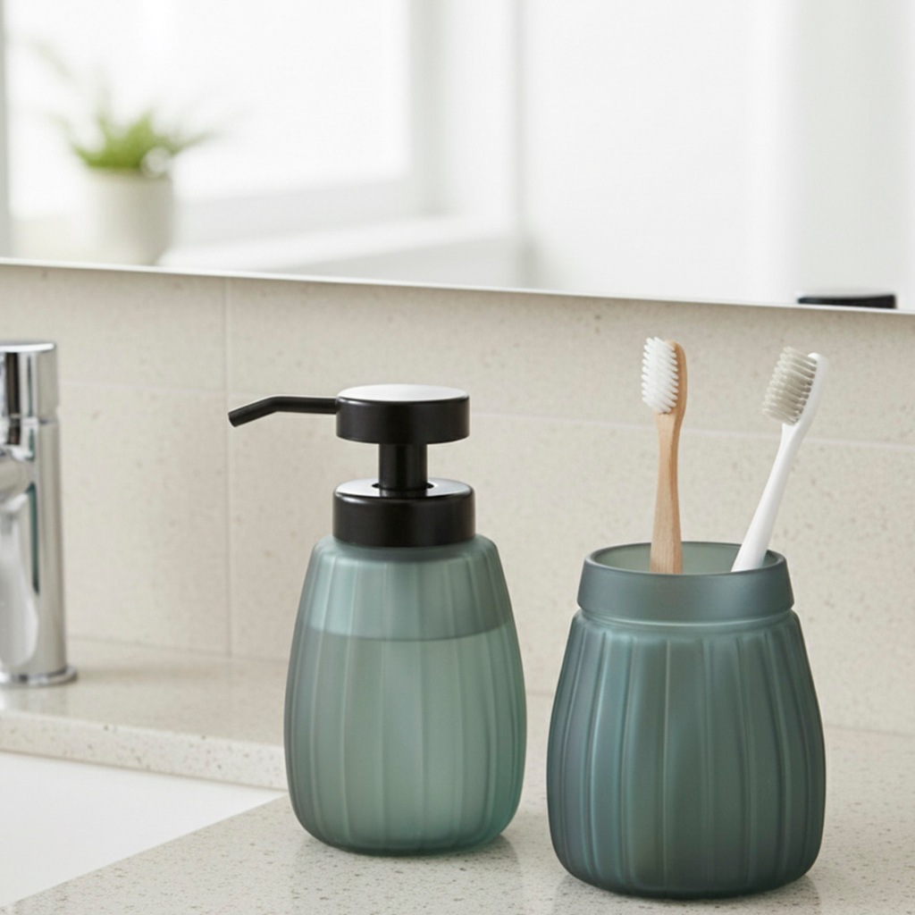 Conjunto Dispensador de Espuma Foam Plus + Vaso Foam Color Musgo