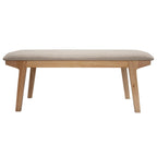 Banca Oviedo asiento beige con diseño moderno y acabado elegante ideal para sala o recámara en espacios contemporáneos