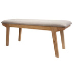 Banca Oviedo asiento beige con diseño moderno y acabado elegante ideal para sala o recámara en espacios contemporáneos