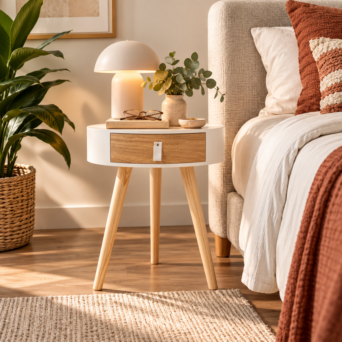 Mesa Lateral Trend Color Blanco (Con Detalles Estéticos)
