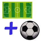 Set de 2 tapetes Dib fútbol con textura suave y diseño contemporáneo ideal para recámara infantil en espacios modernos