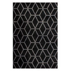 Tapete decorativo Shaggy Supreme Geometric negro 200x290 cm, alfombra suave tipo shaggy con diseño geométrico ideal para sala o recámara