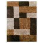 Tapete Living beige cuadros 160x225 cm con patrón geométrico sutil y textura suave que brinda equilibrio y calidez a espacios interiores
