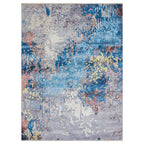 Tapete decorativo Paris 0019 azul/amarillo, alfombra moderna de polipropileno con diseño elegante ideal para sala o recámara