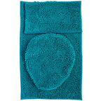 Set de tapetes baño Silk 3 piezas turquesa con textura suave y diseño contemporáneo ideal para baño en espacios modernos